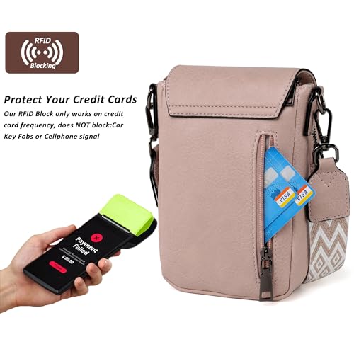 TANTOMI Small Crossbody Bags for Women Trendy, Cell Phone Purses Wallet with 4 Card Slots, Small Purses with Adjustable Strap - color: 04-dusty Pink