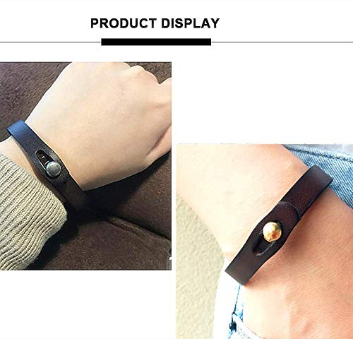 Mens Genuine Leather Bracelet - Handmade Adjustable Leather Cuff Bracelet punk Style leather wrap Wristband for Men - color: A-Brown