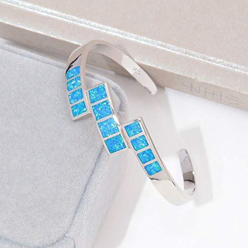 CiNily Womens Cuff Bracelet,Opal Bangle Bracelets Gold Plated Hypoallergenic Ladies Gemstone Open Cuff Bangle Bracelet - color: cuff bracelet-blue