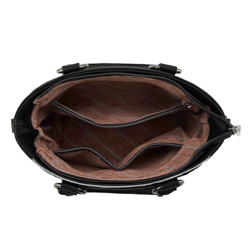 Montana West Western Cowhide Crossbody Bag for Women Designer Leather Tassel Top Handle Handbags - color: Black