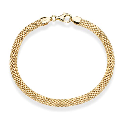 Miabella 18K Gold Plated 925 Sterling Silver Italian 5mm Mesh Link Chain Bracelet for Women, Made in Italy - style: Length 7.5 Inches
