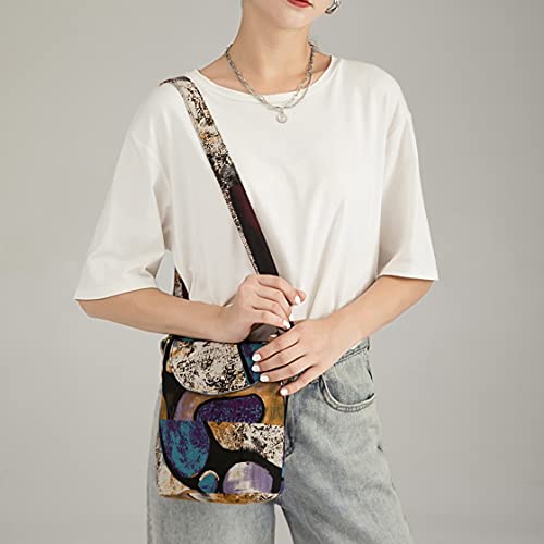 OPQRSTU Women's Retro Small Size Canvas Shoulder Bag Hippie Boho Crossbody Handbag - color: Green