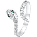 BISAER 925 Sterling Silver Ring Adjustable Cute Unique Cat Snake Butterfly Dragonfly Fashionable Ring For Women Jewelry - color: Silver Snake