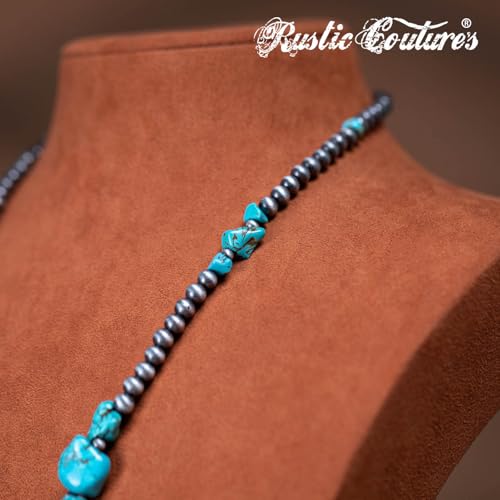 Montana West Rustic Couture's Western Jewelry Set for Women Cowgirl Vintage Western Necklace Earring - color: B-Turquoise-1