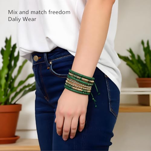 Heishi Clay Bead Bracelets Pack for Women Boho Friendship Stretch Bracelets Set Stackable Gold Beads Bracelets Jewelry for Gift