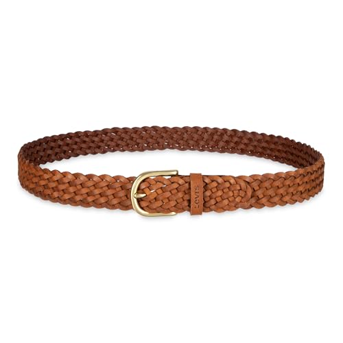 Levi's Women's Fully Adjustable Casual Leather Braided Belt for Jeans and Dresses - color: Tan, size: Large