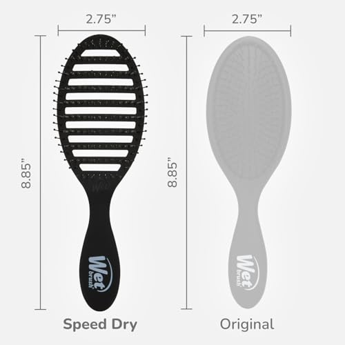 Wet Brush Speed Dry Hair Brush, Black Frost - Vented Design & Soft HeatFlex Bristles Are Blow Dry Safe - Ergonomic Handle Manages Tangles - Pain-Free Hair Accessories - color: Frost Black, size: 1 Count (Pack of 1)