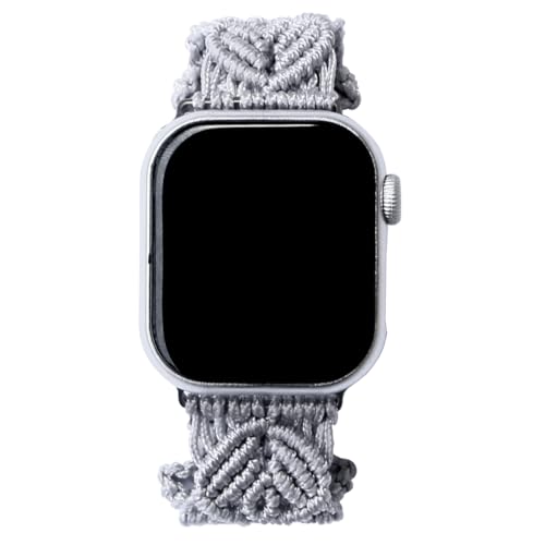 4th Generation Handmade Nylon Braided Boho Style Watch Strap for Apple Watch - color: Silver, size: 44/45/46mm