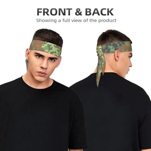 Sports Head Tie Westie Dogs Beach Summer Tropical Tie Sweatband Headband Men Women Elastic Bandana Adjustable Non-Slip Moisture Wicking for Running Football Yoga Workout Athletic Hair Ninja Head Band - color: German Bundeswehr Flecktarn Camo