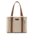 Wrangler Multi Pockets Tote Bag for Women Western Braided Shoulder Bag with Large Capacity for Everyday - color: Rtero-beige