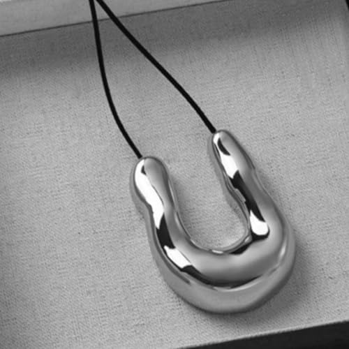 Frodete Statement Necklace for Women Chunky Gold Necklaces Long Pendant Necklace Boho Necklaces Gold Pendant Jewelry Cowboy Chic Style Cowgirl Outfit - color: Z5:Silver U Necklace