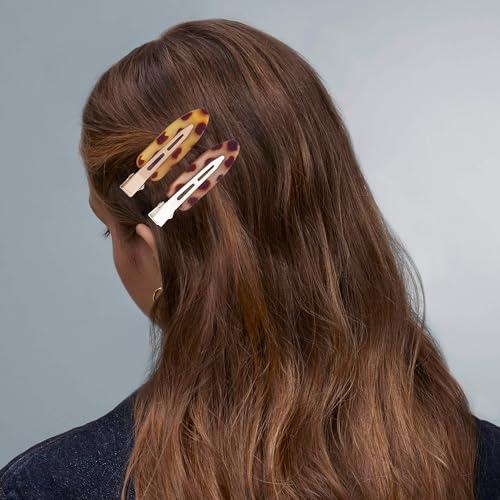 10 Pcs Creaseless No Crease No Bend Flat Hair Clips For Styling Non Slip Makeup Clips For Women Salon Hairstyle,Tortoiseshell - color: Tortoiseshell