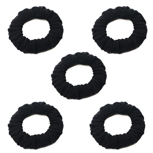 Youxuan No Damage Soft Polyester Hair Ties, No Tug Scrunchies Hair Bands with Strong Elasticity – Black - color: Black