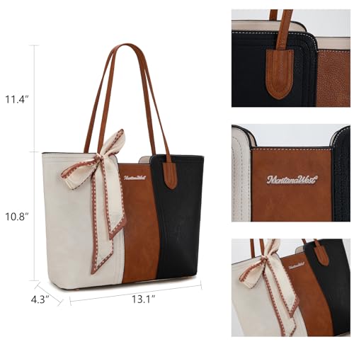 Montana West Tote Bags for Women Top Handle Satchel Purses - color: Three Chocolate B