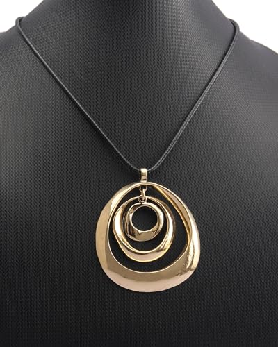 Jeilwiy Leather Necklace for Women Funky Necklace Choker String Cord Necklace with Pendant Boho Style Jewelry - style: Golden Oval Pendant