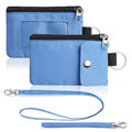 Artpaxy Minimalist Wallet For Mens Womens, Keychain RFID Blocking Zipper Small Wallet with ID Window 2 Lanyards,Water Resistant Travel Cash Card Coin Case Boys Girls - color: Powder blue, style: Casual