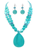 Big Teardrop Pendant Necklaces for Women Colorful Beaded Necklaces Statement Set for Holiday. - color: Turquoise