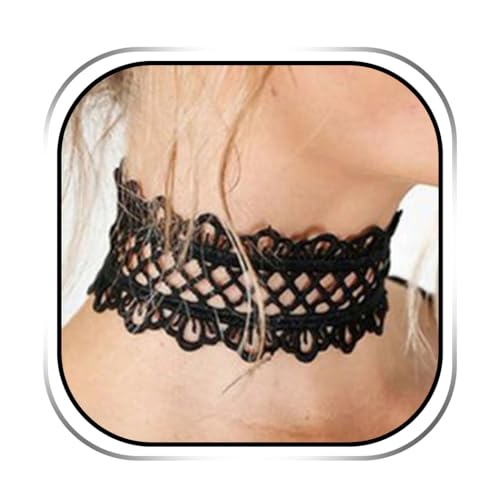 JAKAWIN Black Choker Necklace White Lace Chokers for Women - color: Black