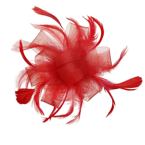 dressfan Womens Fascinator Hat Headpiece 20s Vintage Wedding Hair Accessories for Derby/Wedding/Cocktail/Tea Party - color: Red