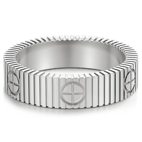 PDWZNBA Mothers Day Gifts for Mom Linear Stripe Textured Ring | 14K Gold-Plated Stainless Steel Promise & Friendship Ring, Wedding Band, Birthday Gifts for Women - color: CSilver, size: 11