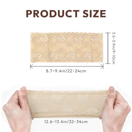 Aranya 3 Pack Vintage Lace Headbands for Women - Dark Coquette Bow Pattern Wide Hair Bands - Soft Beige Black Brown Hairwraps for Light Academia Daily Wear, Makeup, & Yoga - color: Coquette Fairycore