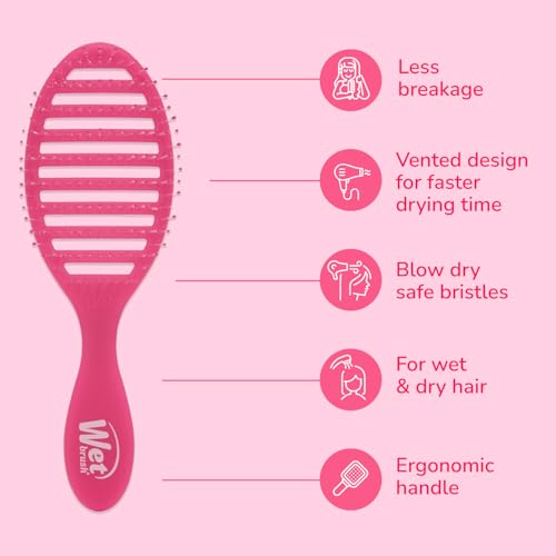 Wet Brush Speed Dry Hair Brush, Pink Frost - Vented Design & Soft HeatFlex Bristles Are Blow Dry Safe - Ergonomic Handle Manages Tangles - Pain-Free Hair Accessories - color: Frost Pink, size: 1 Count (Pack of 1)