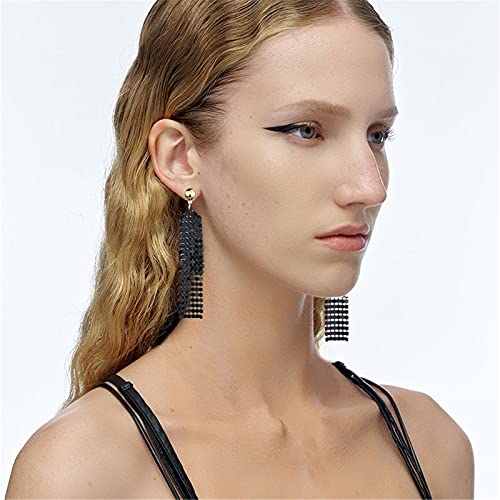 coadipress Metal Mesh Grid Sequins Tassel Long Drop Dangle Earrings for Women Trendy Lightweight Charms Disco Vintage Colorful Long Hook Earrings Bridal Wedding Jewelry - color: Long Silver Mesh