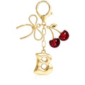 Cute Initial Cherry, Bow, Heart & More Styles - Personalized Keychain Bag Charms & Purse Accessories for Handbags - color: Red Cherry, style: B