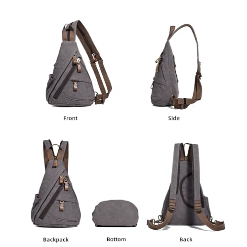 KL928 Canvas Sling Bag Small Crossbody Purse Casual Backpack for Men Women(Small Version, Dark Grey) - color: Medium-d.grey