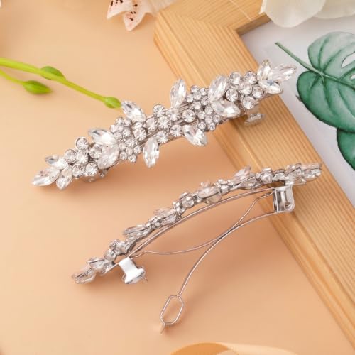 Joez Wonderful Rhinestone Hair Barrettes Pins for Women, Silver | Sparkly flower hair barrette accessories, non-slip, alloy made, for weddings, birthdays, parties, engagements, balls, brides - color: Rhinestone Butterfly Silver D