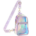 PACKISM Clear Sling Bag Stadium Approved - Clear Bag for Stadium Events & Holographic Bag for Music Festivals Jacquard Strap - color: Purple