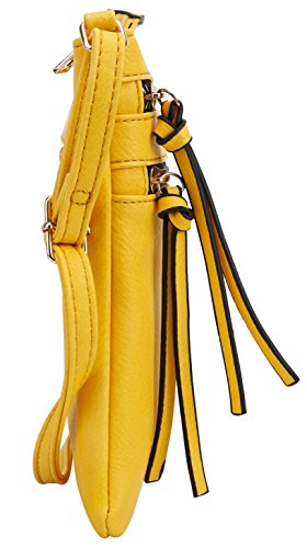 DELUXITY Crossbody Purse Bag Shoulder Bag Multi Pocket Zipper Purse - color: Yellow