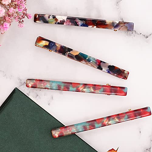 Cobahom 6Pcs Hair Clips,Hair Accessories for Women, Resin Duckbill Barrettes Fashion Chic Tortoise Shell Hair Clips for Women Girls and Hair Accessories(3 Red + 3 Bule) - color: 6 Pcs Blue & Red