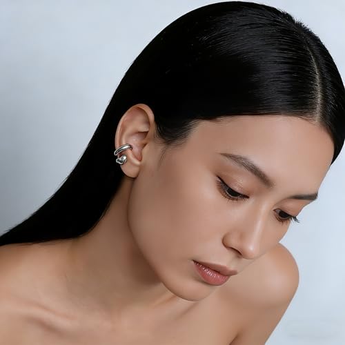 Ear Cuffs Non Piercing Chunky Water Droplet Ear Cuff Earrings for Women Trendy Clip on Cartilage Simple C-Shaped Diamond Studded Ear Clip Jewelry Best Gifts 2026 - color: A-Silver
