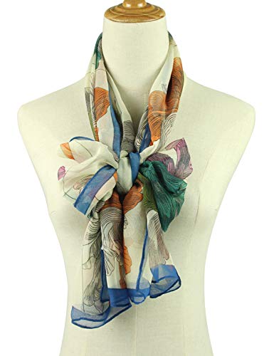 PANTONIGHT Long Chiffon Fashion Scarf Lightweight Chiffon Sheer for women - color: Flower 730