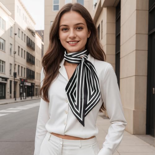 RIIQIICHY Hair Scarf for Women Like Silk Scarves Headband Neck Scarfs Twilly Purse Accessories - color: C007