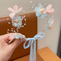 Artificial Flower Crown Headband for Women Girls – Boho Floral Wreath Halo for Weddings, Photoshoots, Festivals, Birthdays, and Costume Parties (Pink Blue Flower Shell, Adjustable) - color: Pink Blue Flower Shell