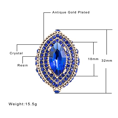 Women Ring - 32mm Turkish Style Gemstone Women Jewelry J0769 - color: Blue