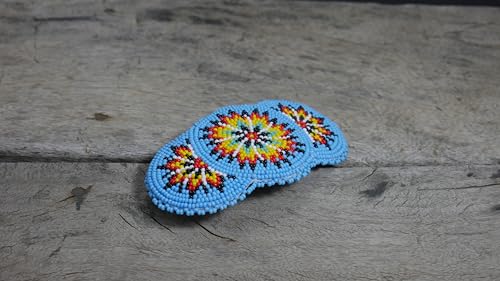 Beaded Hair Clips Native American Style Handmade Collection (Pattern 16H (Skyblue)) - color: Pattern 16H (Skyblue)