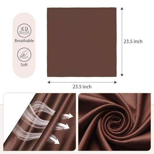 American Trends Women Silk Feeling Scarf Satin Head Scarves Square Wrap Neck Scarf Lightweight Silk Like Bandana - color: 14 Light Coffee