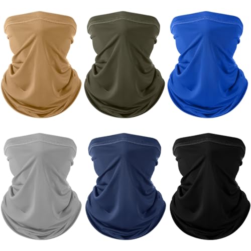 Geyoga 6 Pieces Summer UV Protection Cooling Neck Gaiter Face Clothing Neck Gaiter Mask Scarf Sunscreen Breathable Bandana - color: Coyote Color