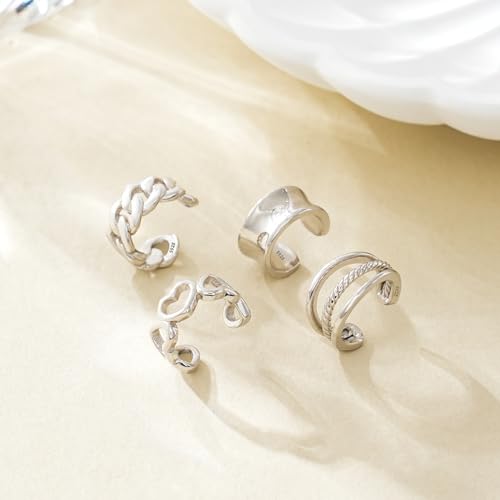 CHIC & ARTSY 925 Sterling Silver Ear Cuffs for Women, Non Piercing Clip On Cartilage Cuffs, Adjustable Fake Conch & Helix Earrings, Gold Plated & Oxidized Various Styles - color: ear cuff #15