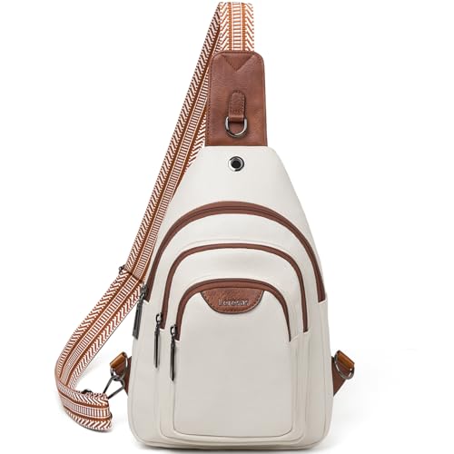 Leresas 10L Crossbody Sling Bag for Women Men Anti Theft Cross Body Fanny Pack Belt Bag Purse Gifts for Women Faux Leather, Beige Brown - color: 10l-beige Brown, size: 10L
