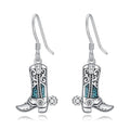 Western Earrings for Women 925 Sterling Silver Turquoise Western Country Dangle Drop Earrings Country Jewelry Gifts for Cowgirl Cowboy - style: Cowboy Boot-B