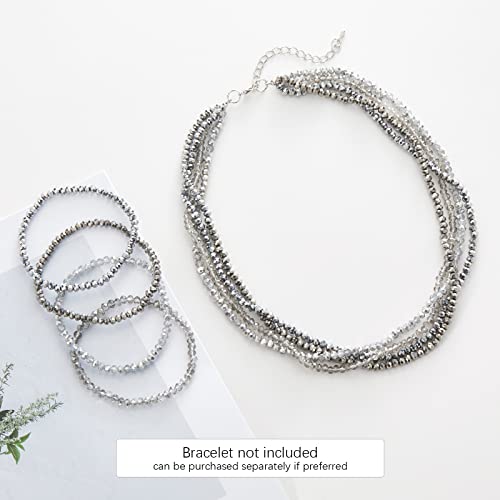 Noessla Beaded Statement Necklaces for Women Layered Chunky Bead Necklace Fashion Costume Jewelry Gifts for Mom - color: 029-Silver