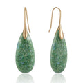 SELOVO Stone Fishhook Dangle Drop Earrings Statement Earrings for Women Stone - color: Light Green-Gold Color Hook