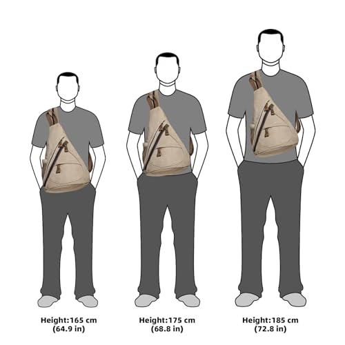 KL928 Canvas Sling Bag - Small Crossbody Backpack Shoulder Casual Daypack Rucksack for Men Women(Large Version,Khaki) - color: Canvas-khaki