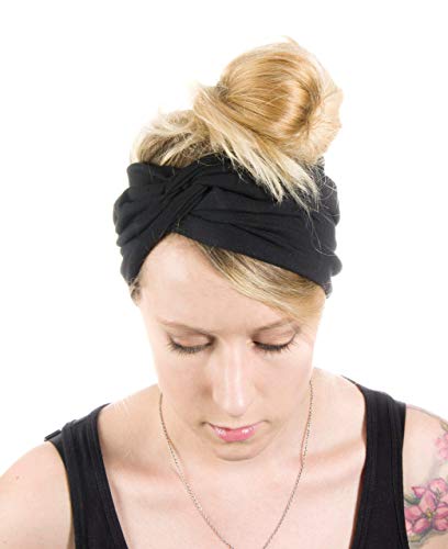 Twist Headband Extra Wide Scrunch Turban (Black) - color: Black