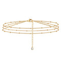 BENEIGE Women Bracelet 14K Gold Plated Paperclip Satellite Bead Ball Oval Cuba Cable Box Chain Daily Charm Layered Link Silver Bracelets Adjustable Jewelry - style: 3 Layered beads GD