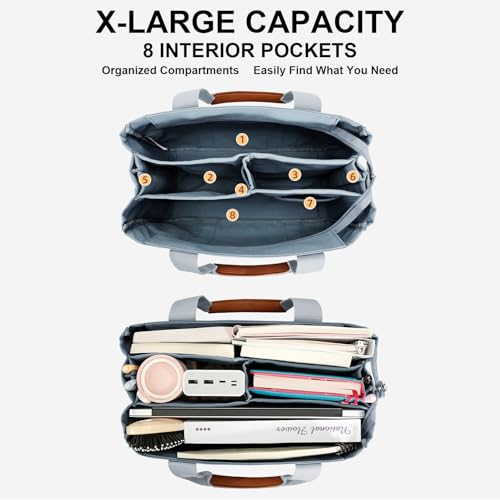 KKXIU Canvas Tote Bag for Women with Zipper and Compartments Crossbody Large Bible Messenger Purse Bag With Pockets | Canvas - color: Grey, size: X-Large